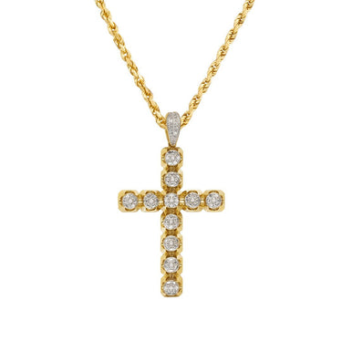 Yellow Diamond Cross Pendant in 10k Yellow Gold 0.15 Ctw